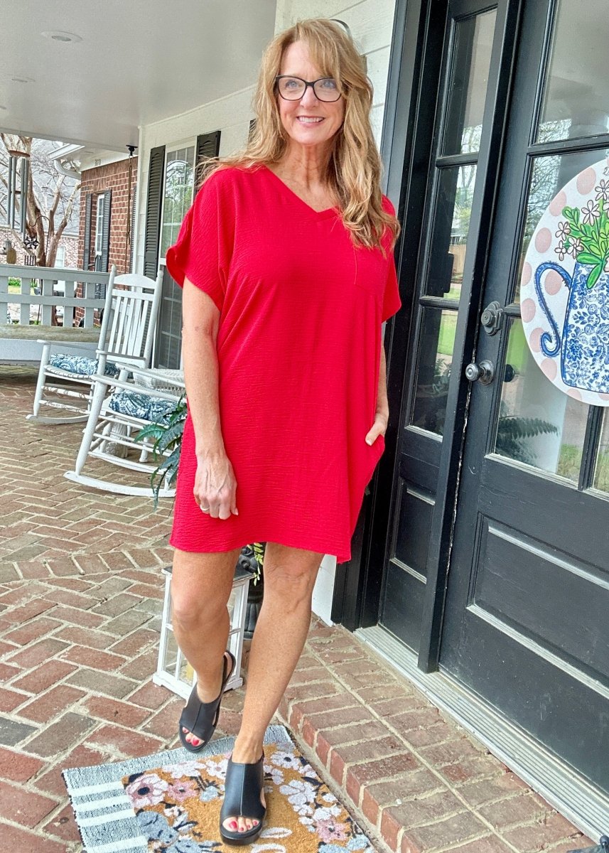 Woven Airflow T Shirt Dress - Ruby - Casual Dress - Jimberly's Boutique - Olive Branch - Mississippi