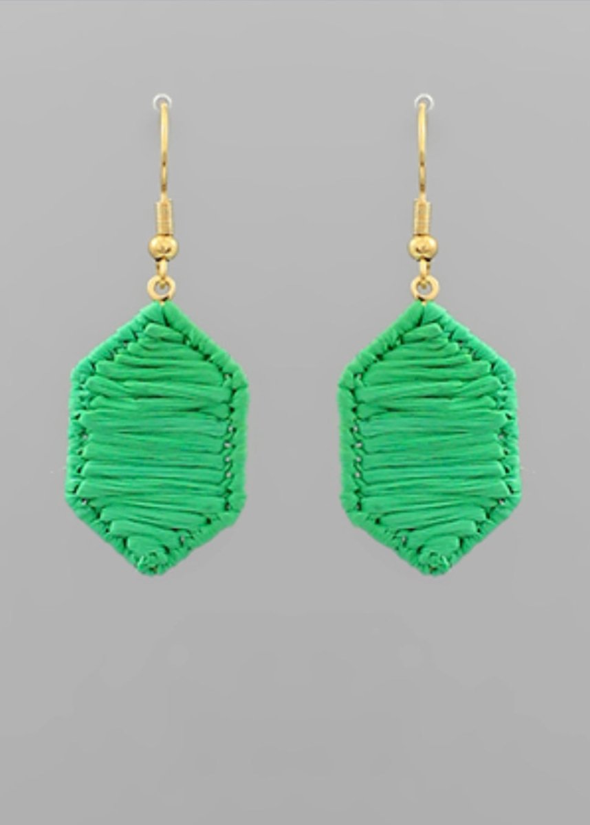Wrapped Raffia Hexagon Earrings - earrings -Jimberly's Boutique-Olive Branch-Mississippi