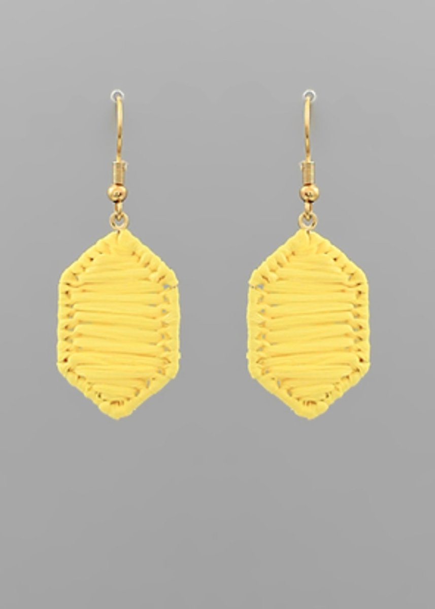 Wrapped Raffia Hexagon Earrings - earrings -Jimberly's Boutique-Olive Branch-Mississippi
