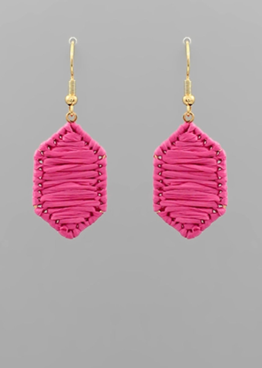 Wrapped Raffia Hexagon Earrings - earrings -Jimberly's Boutique-Olive Branch-Mississippi