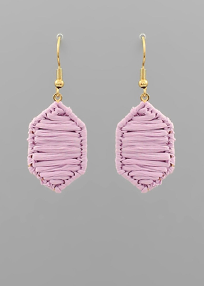 Wrapped Raffia Hexagon Earrings - earrings -Jimberly's Boutique-Olive Branch-Mississippi
