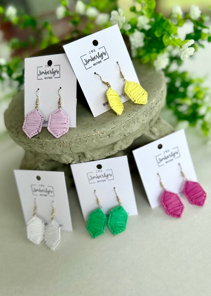 Wrapped Raffia Hexagon Earrings - earrings -Jimberly's Boutique-Olive Branch-Mississippi
