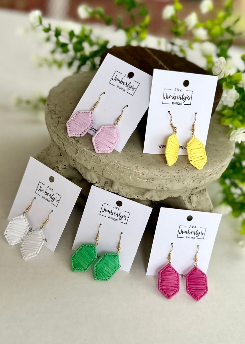 Wrapped Raffia Hexagon Earrings - earrings -Jimberly's Boutique-Olive Branch-Mississippi