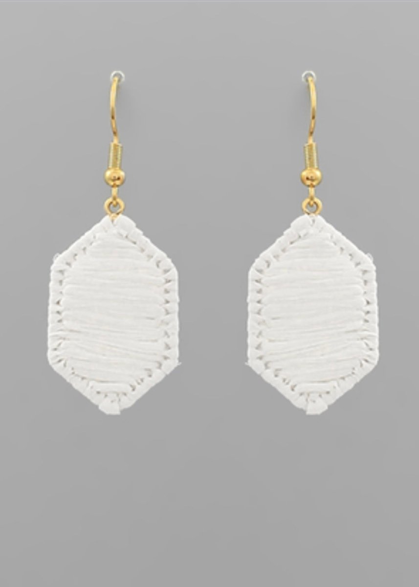 Wrapped Raffia Hexagon Earrings - earrings -Jimberly's Boutique-Olive Branch-Mississippi