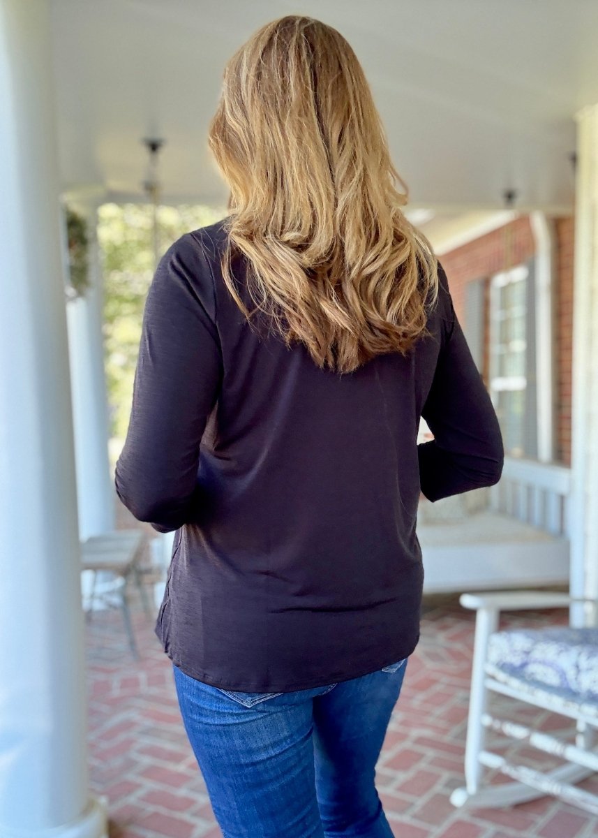 Wrinkle Free Round Neck Top - Black | Dear Scarlett - Dear Scarlett Wrinkle Free Top - Jimberly's Boutique - Olive Branch - Mississippi