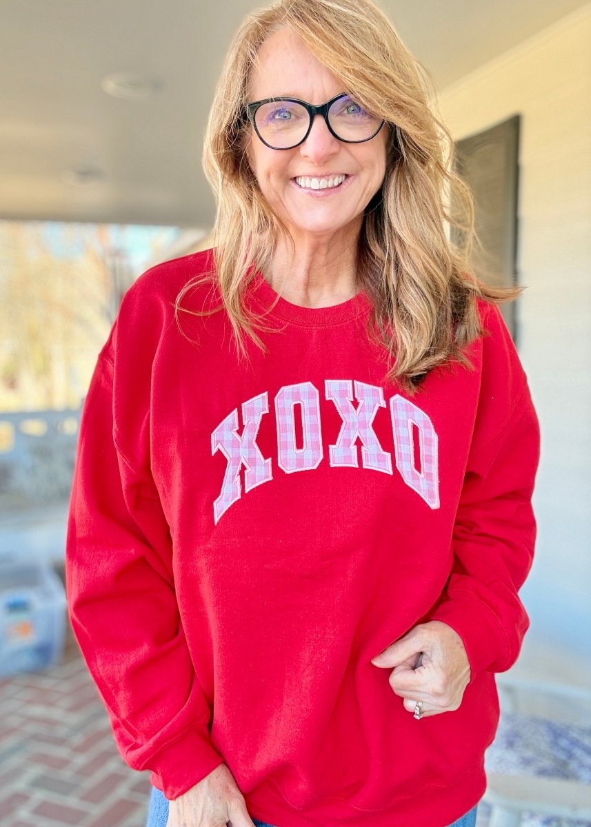XOXO Applique' Sweatshirt or LS T Shirt - Red - Graphic Tee - Jimberly's Boutique - Olive Branch - Mississippi