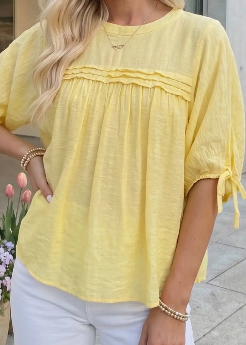 Yellow Cream Babydoll Blouse - blouse -Jimberly's Boutique-Olive Branch-Mississippi