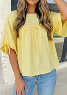 Yellow Cream Babydoll Blouse - blouse -Jimberly's Boutique-Olive Branch-Mississippi