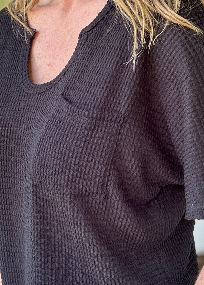 Zenana Key Hole Neckline Lightweight Sweater - Black - Shirts & Tops - Jimberly's Boutique - Olive Branch - Mississippi