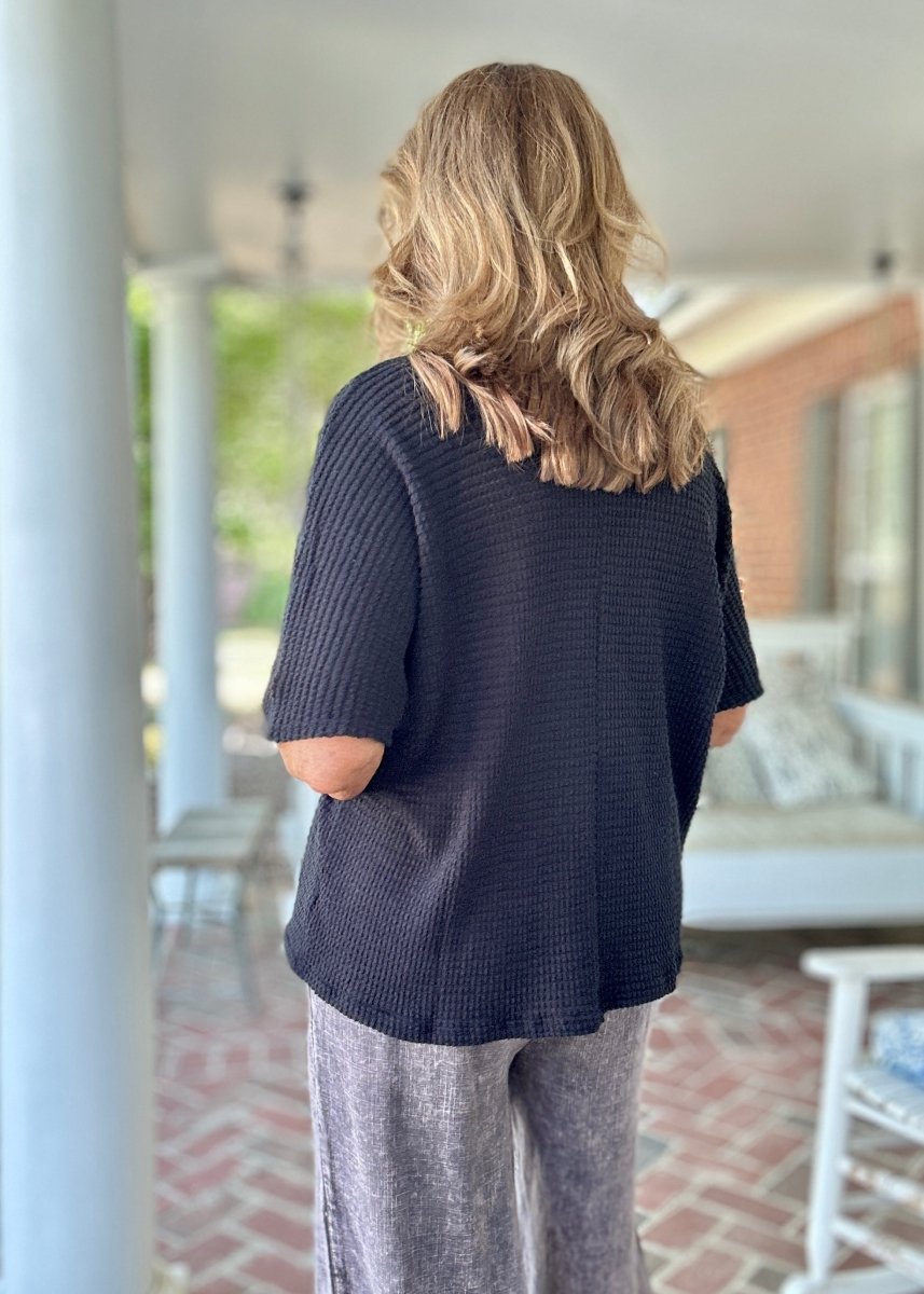 Zenana Key Hole Neckline Lightweight Sweater - Black - Shirts & Tops - Jimberly's Boutique - Olive Branch - Mississippi