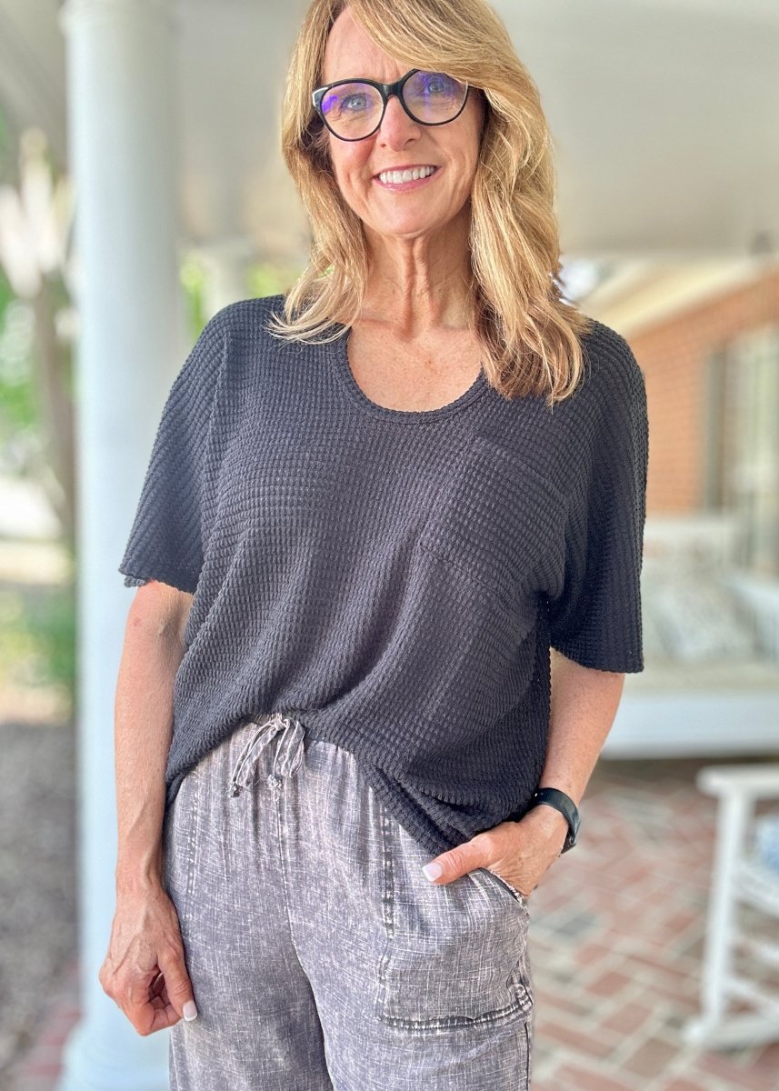 Zenana Key Hole Neckline Lightweight Sweater - Black - Shirts & Tops - Jimberly's Boutique - Olive Branch - Mississippi