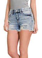 Zoey Distressed Hem Denim Shorts - denim shorts -Jimberly's Boutique-Olive Branch-Mississippi