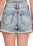 Zoey Distressed Hem Denim Shorts - denim shorts -Jimberly's Boutique-Olive Branch-Mississippi