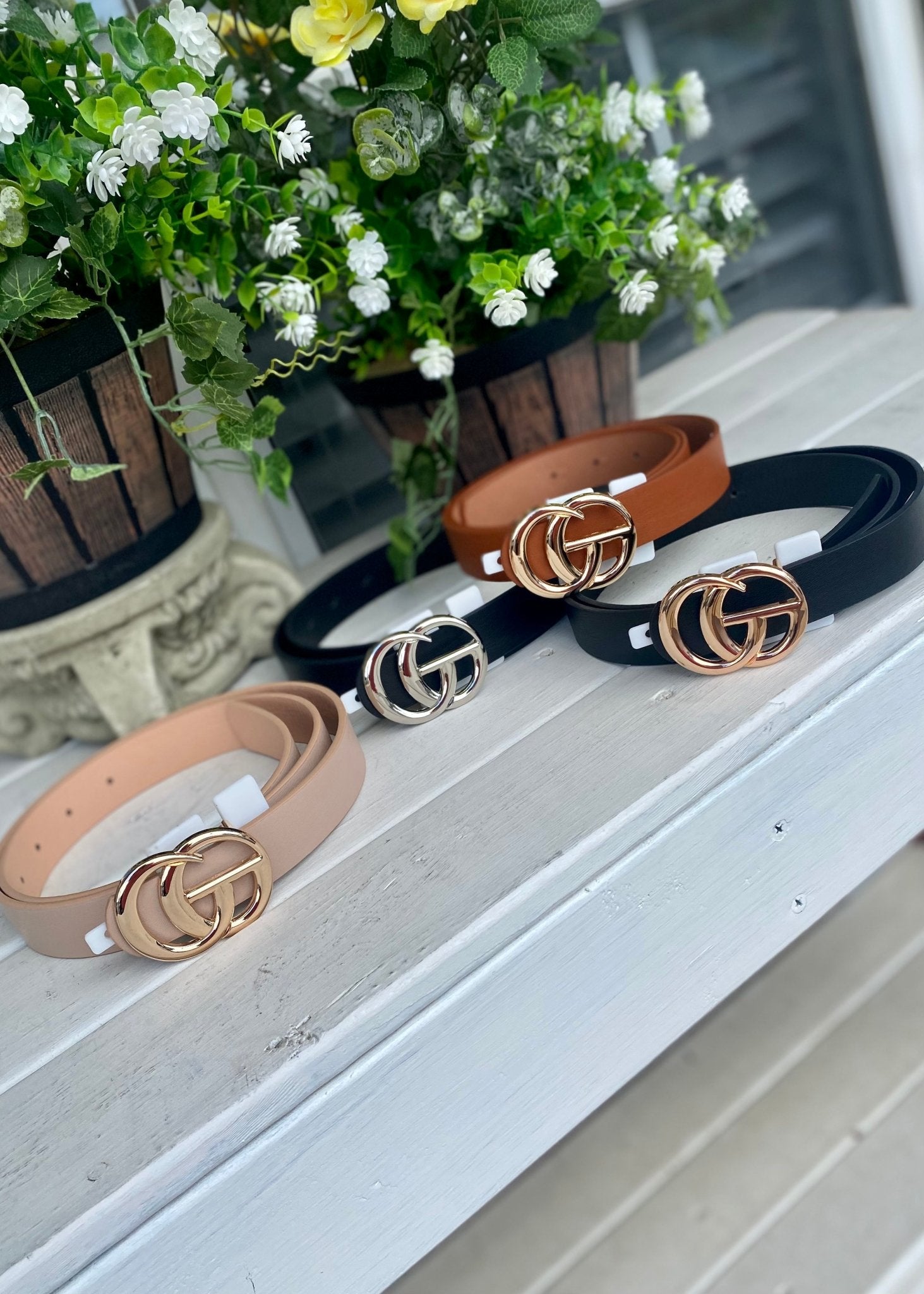 1" CG Faux Leather 40' Buckle Belt - Jimberly's Boutique
