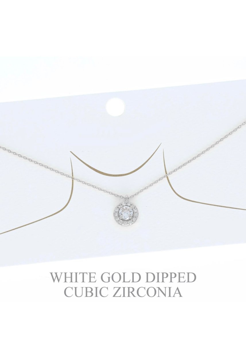 15.5" Gold Plated CZ Solitaire Necklace - necklace -Jimberly's Boutique-Olive Branch-Mississippi