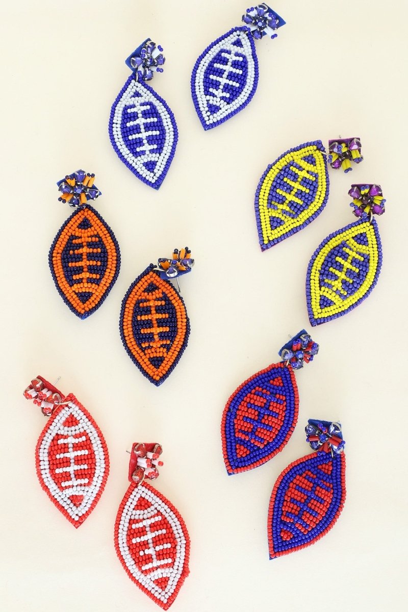 2-Tier Jeweled Beaded Football Earrings - earrings - Jimberly's Boutique