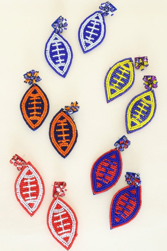 2-Tier Jeweled Beaded Football Earrings - earrings - Jimberly's Boutique