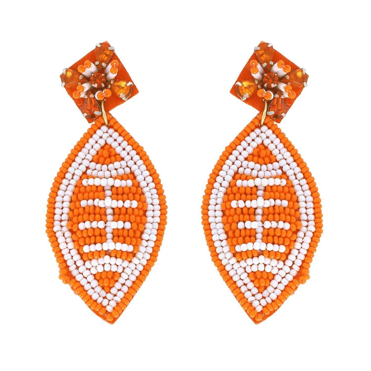2-Tier Jeweled Beaded Football Earrings - earrings - Jimberly's Boutique