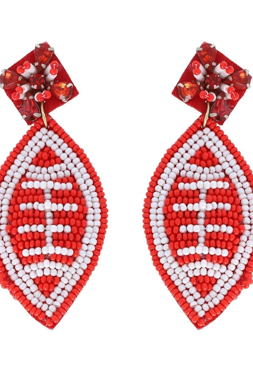 2-Tier Jeweled Beaded Football Earrings - earrings -Jimberly's Boutique-Olive Branch-Mississippi
