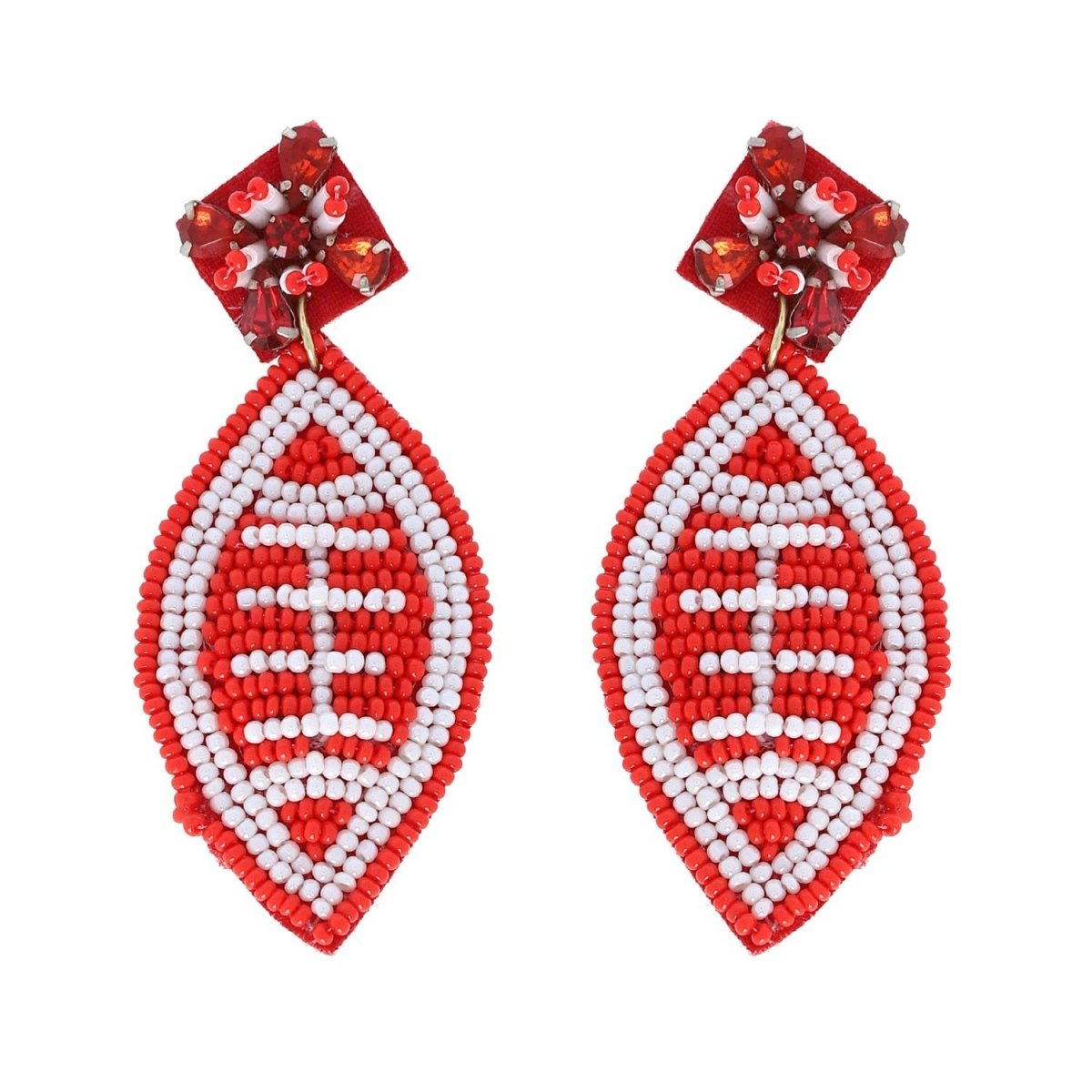 2-Tier Jeweled Beaded Football Earrings - earrings - Jimberly's Boutique