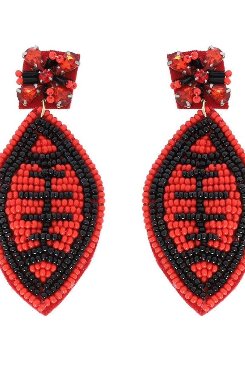 2-Tier Jeweled Beaded Football Earrings - earrings -Jimberly's Boutique-Olive Branch-Mississippi
