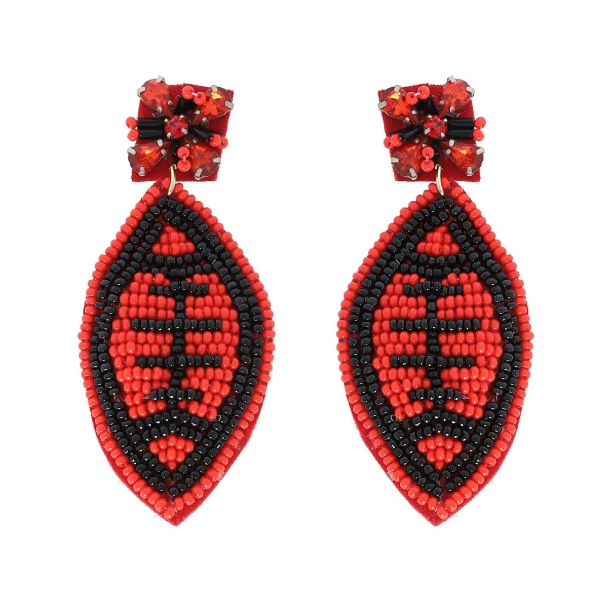 2-Tier Jeweled Beaded Football Earrings - earrings - Jimberly's Boutique