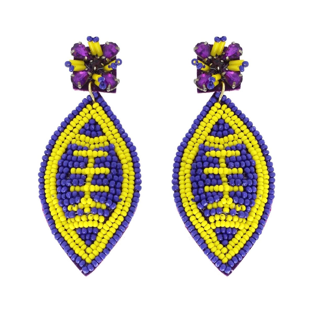 2-Tier Jeweled Beaded Football Earrings - earrings - Jimberly's Boutique