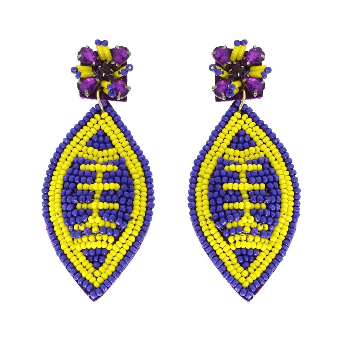 2-Tier Jeweled Beaded Football Earrings - earrings - Jimberly's Boutique