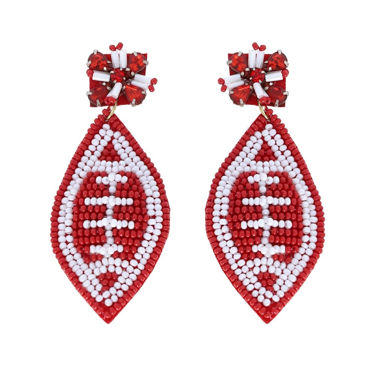 2-Tier Jeweled Beaded Football Earrings - earrings - Jimberly's Boutique