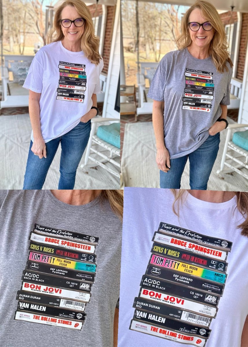 80's Throwback Cassettes Graphic Tee - choice of Grey or White - Shirts & Tops -Jimberly's Boutique-Olive Branch-Mississippi