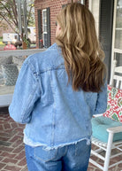 A Good Feeling Frayed Hem Denim Jacket - Jacket -Jimberly's Boutique-Olive Branch-Mississippi