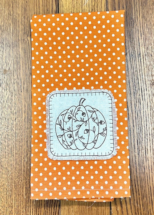 Acorns & Pumpkin Embroidered Tea Towel - tea towel - Jimberly's Boutique