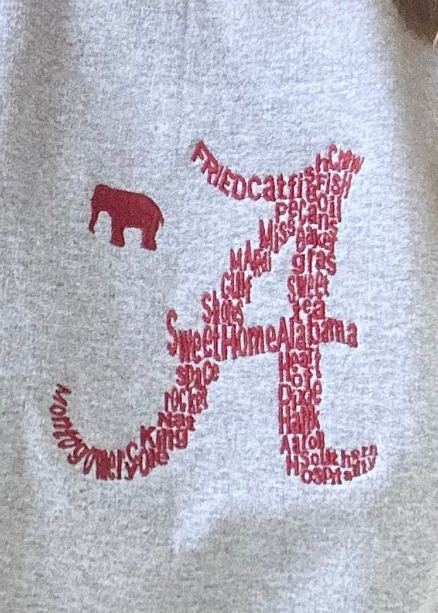 Alabama A w Elephant Embroidered Sweatshirt - Grey w/Crimson - sweatshirt -Jimberly's Boutique-Olive Branch-Mississippi