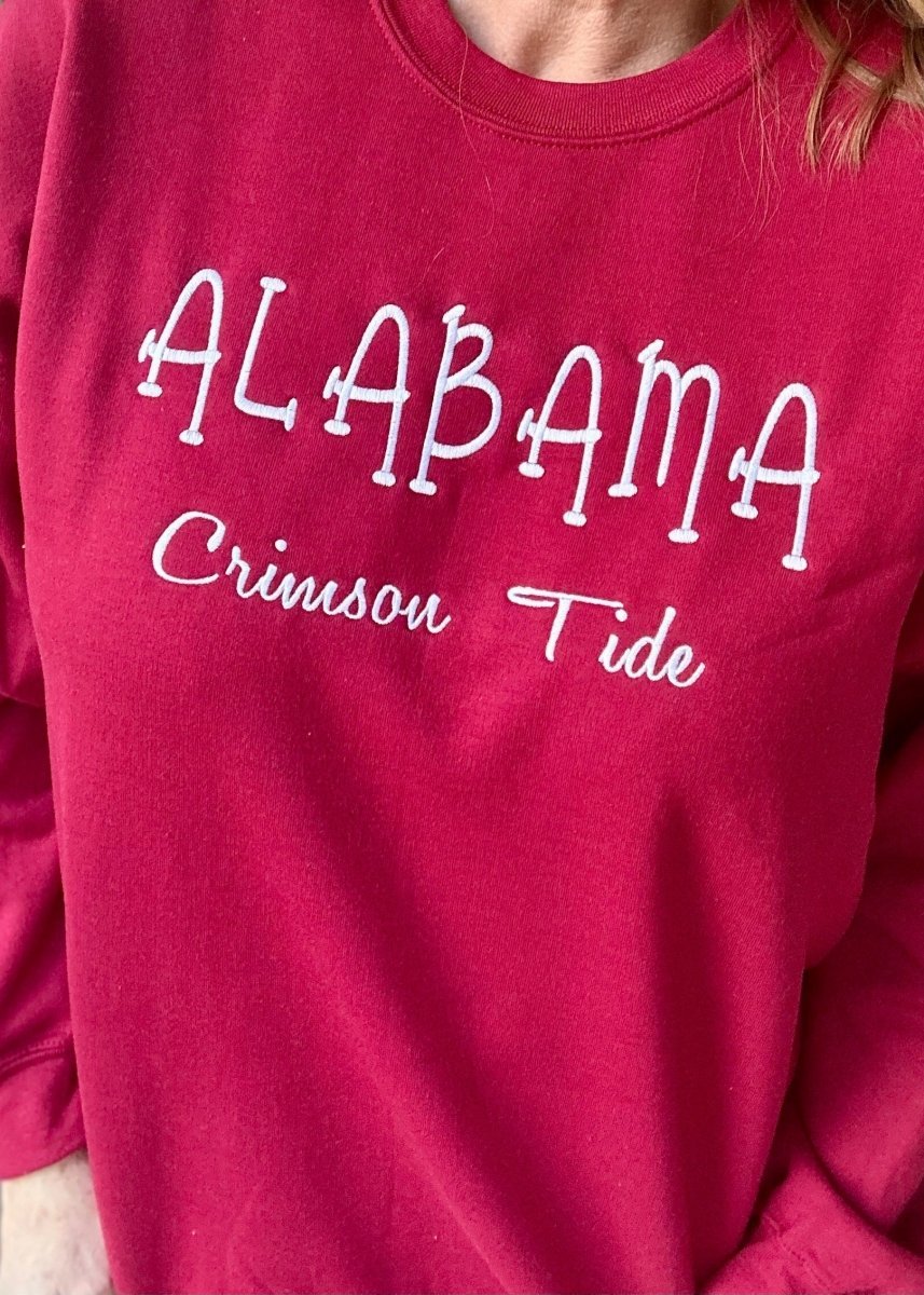 Alabama Crimson Tide Embroidered Sweatshirt - Crimson w/White - sweatshirt - Jimberly's Boutique