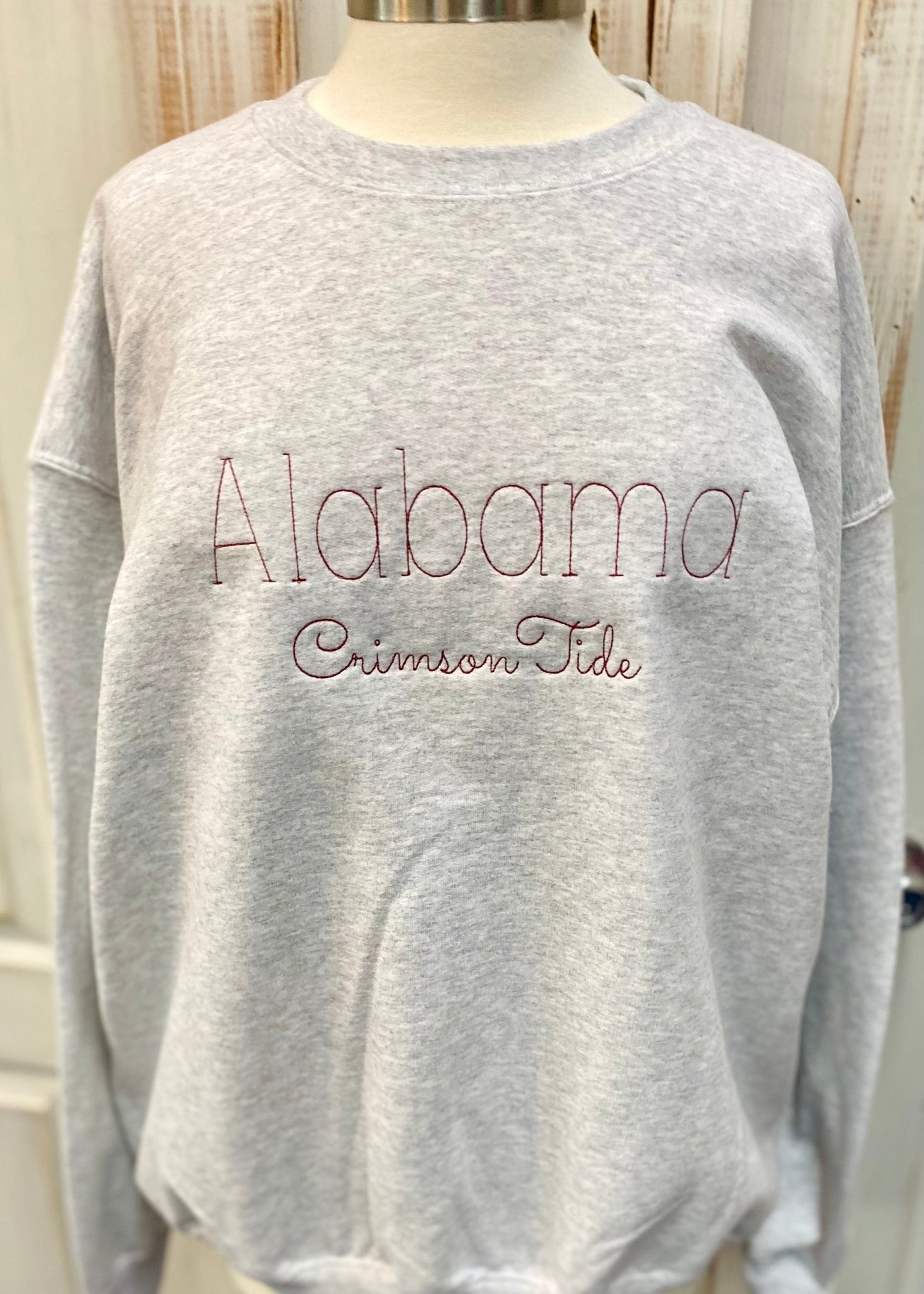 Alabama Crimson Tide Stitched Sweatshirt - Light Grey - Jimberly's Boutique