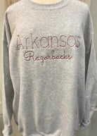 Arkansas Razorbacks Stitched Sweatshirt - Light Grey - Graphic Tee -Jimberly's Boutique-Olive Branch-Mississippi