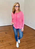 Baby Waffle Oversized Long Sleeve Top - Fuchsia | Zenana - Casual Top -Jimberly's Boutique-Olive Branch-Mississippi