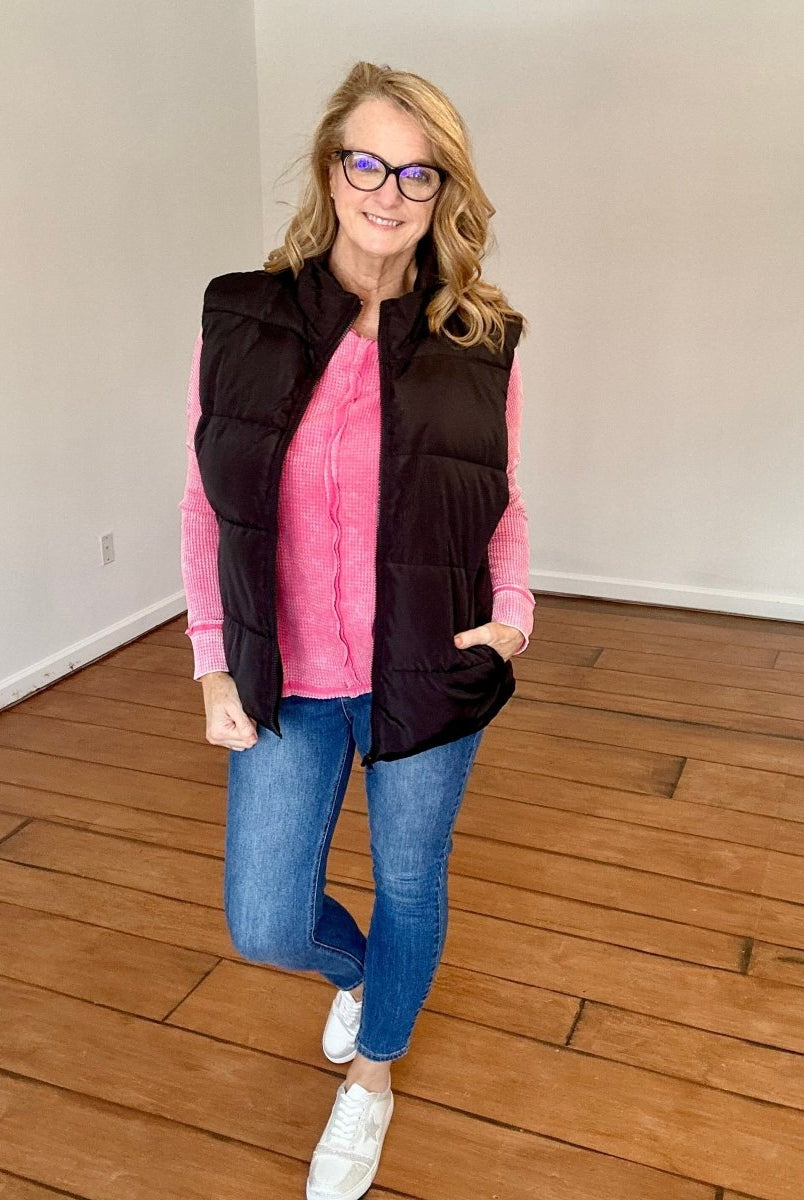 Baby Waffle Oversized Long Sleeve Top - Fuchsia | Zenana - Casual Top -Jimberly's Boutique-Olive Branch-Mississippi