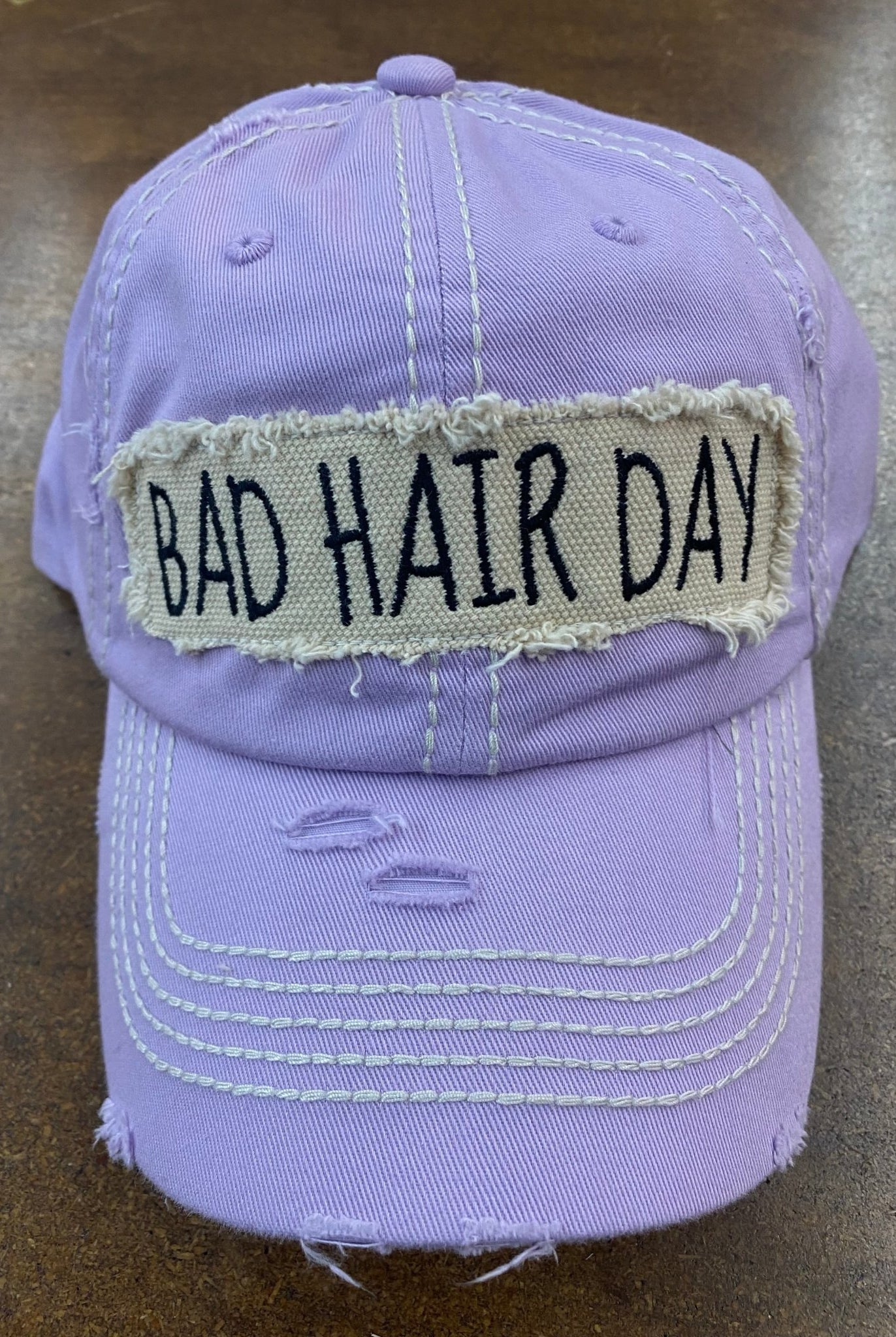 Bad Hair Day Lavender Distressed Cap - Ball Cap -Jimberly's Boutique-Olive Branch-Mississippi