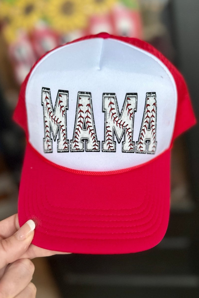 Baseball MAMA Red Trucker Cap/Hat - Trucker Cap -Jimberly's Boutique-Olive Branch-Mississippi