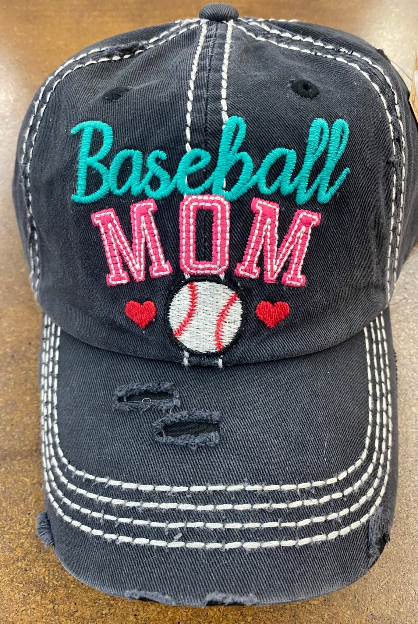 Baseball Mom Navy Distressed Cap - Ball Cap -Jimberly's Boutique-Olive Branch-Mississippi
