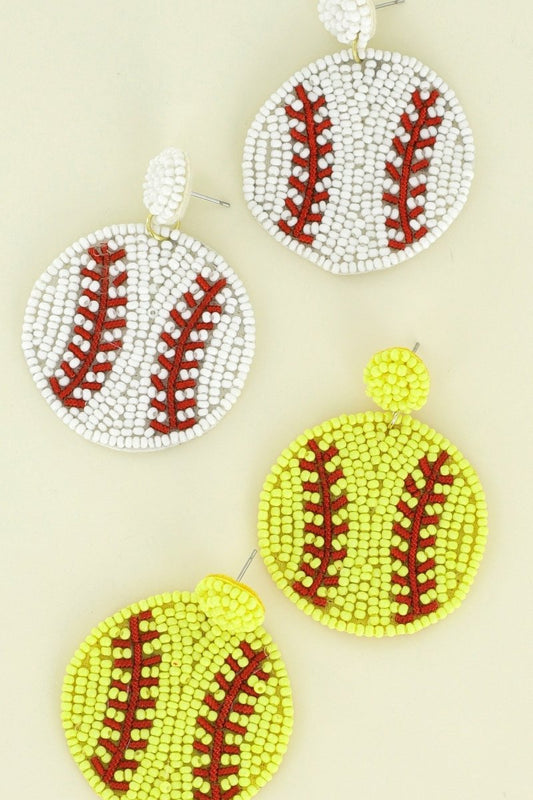 Baseball/Softball Handmade Bead Dangle & Drop Earrings - earrings - Jimberly's Boutique