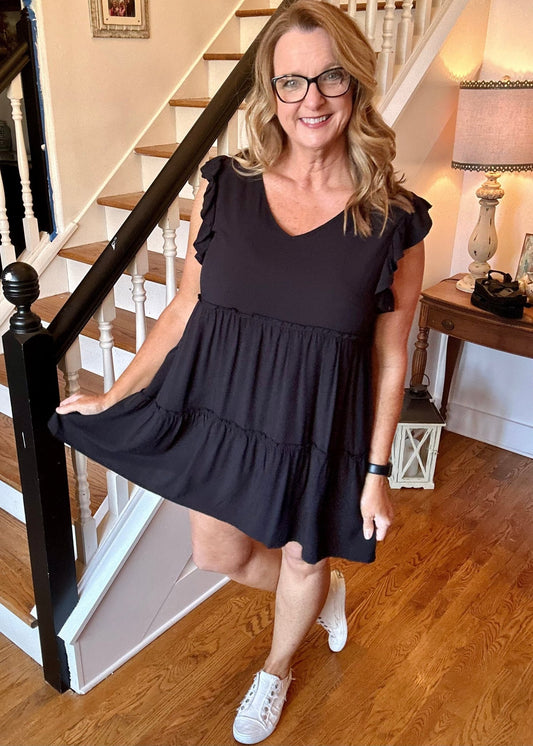 Basically Beautiful V Neck Dress - Black - Jimberly's Boutique