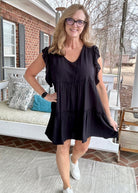 Basically Beautiful V Neck Dress - Black - Casual Dress -Jimberly's Boutique-Olive Branch-Mississippi