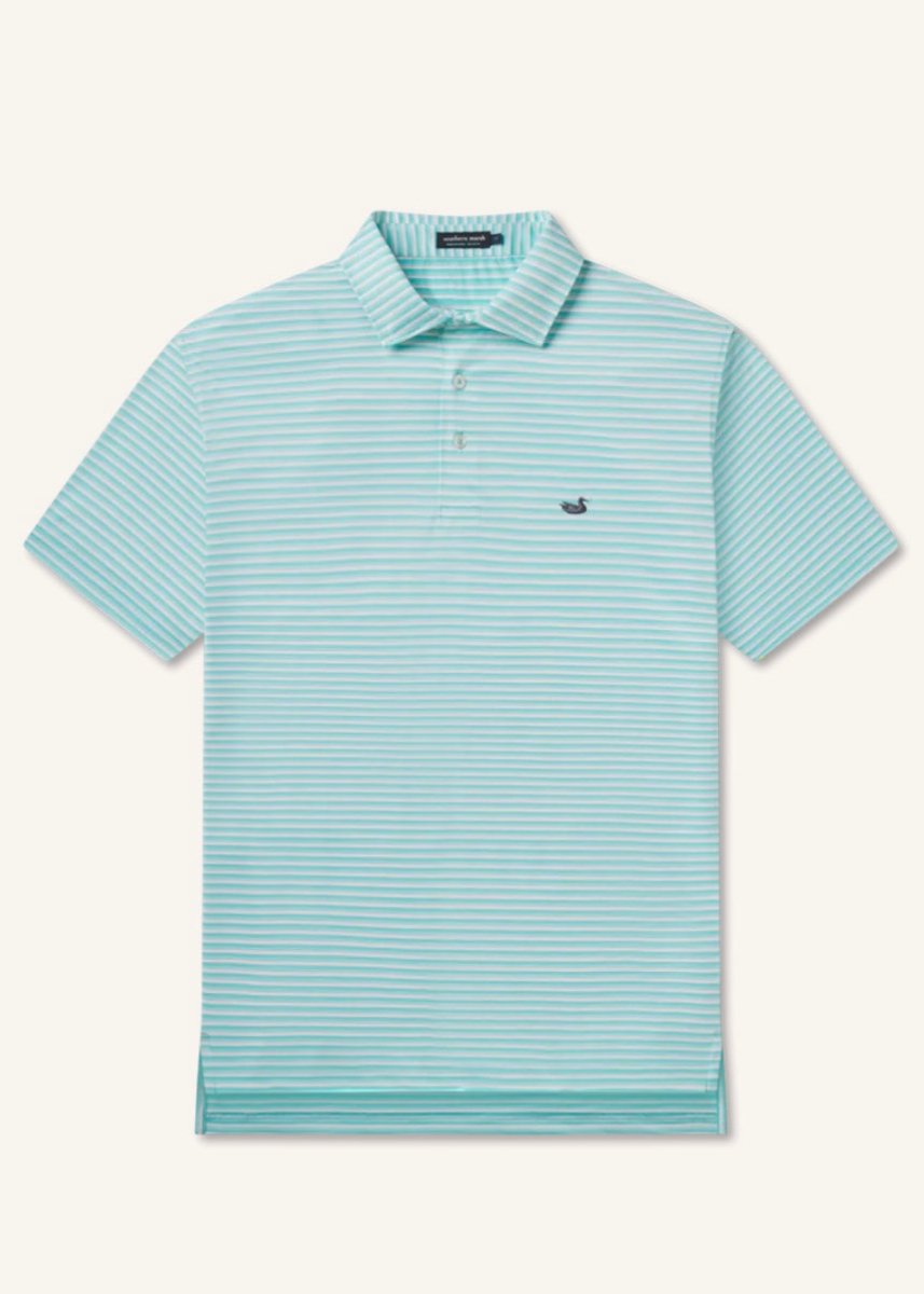 Bermuda Performance Polo | Domingo Stripe | Antigua Blue - Southern Marsh Polo -Jimberly's Boutique-Olive Branch-Mississippi