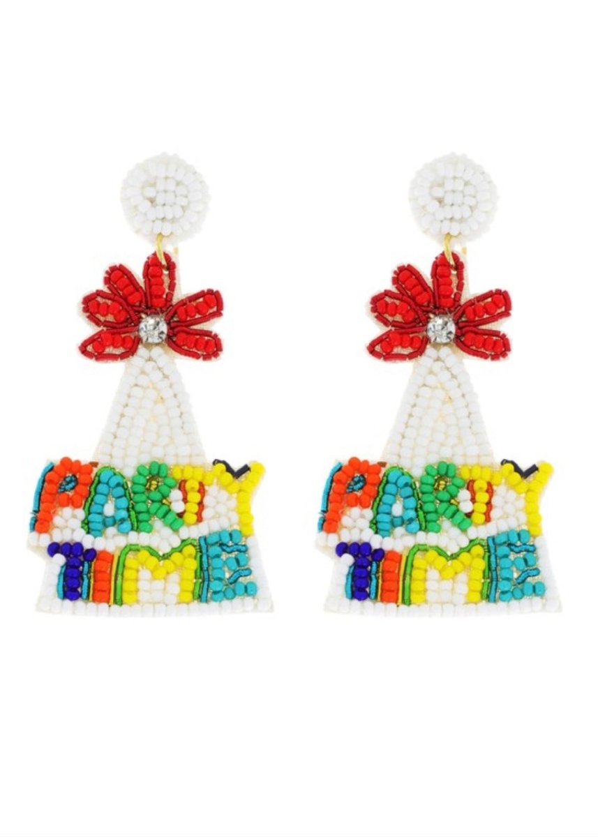 Birthday Hat Beaded Earrings - earrings -Jimberly's Boutique-Olive Branch-Mississippi