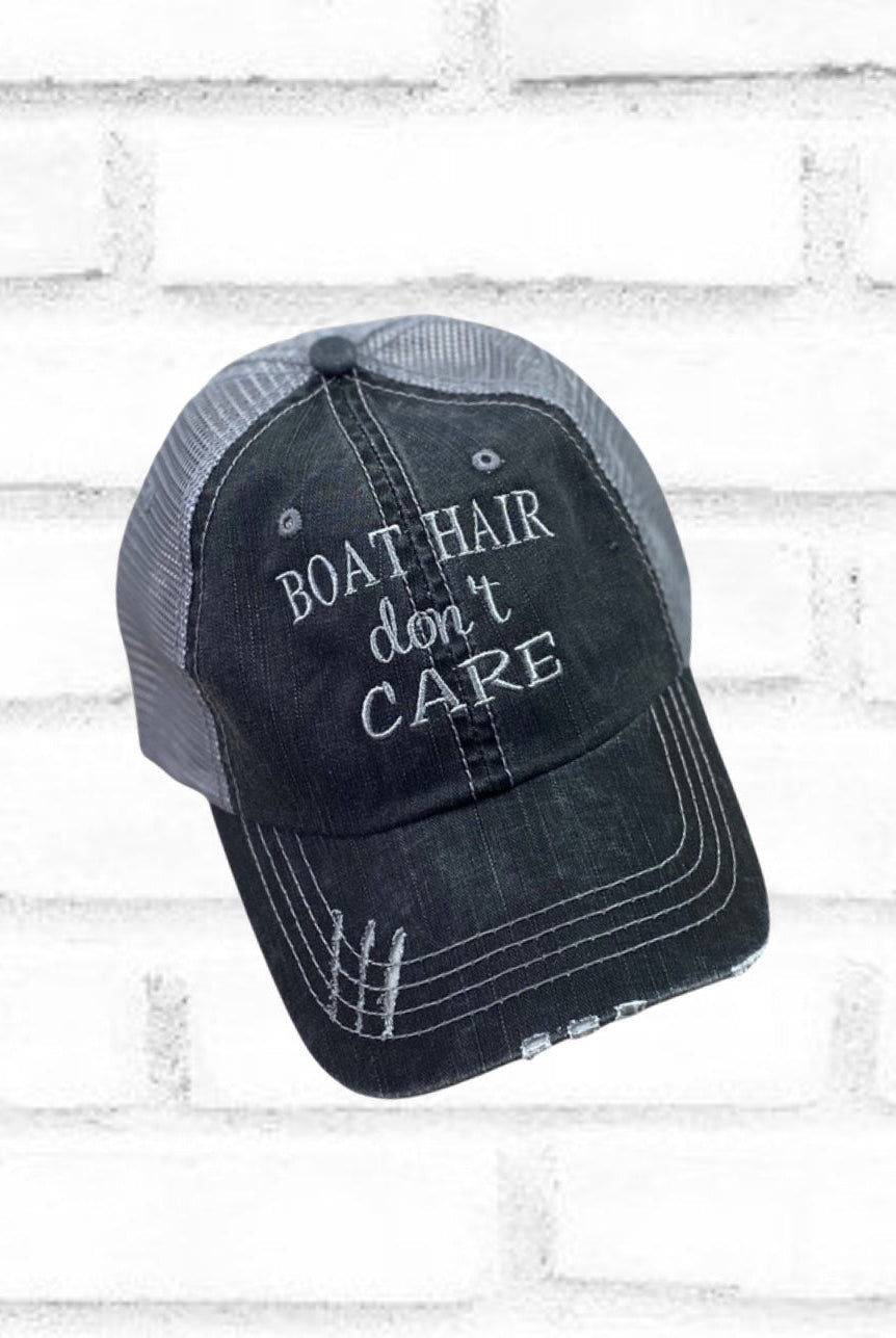 Boat Hair Don't Care Trucker Ball Cap - Ball Cap -Jimberly's Boutique-Olive Branch-Mississippi
