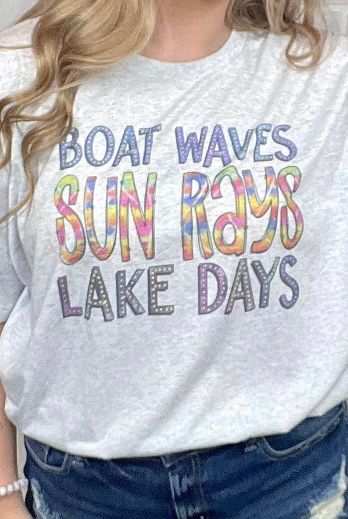 Boat Waves Lake Days Graphic Tee - Graphic Tee -Jimberly's Boutique-Olive Branch-Mississippi
