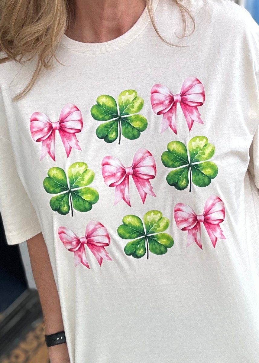 Bows and Clovers Graphic Tee - Gildan Soft Style Graphic Tee -Jimberly's Boutique-Olive Branch-Mississippi