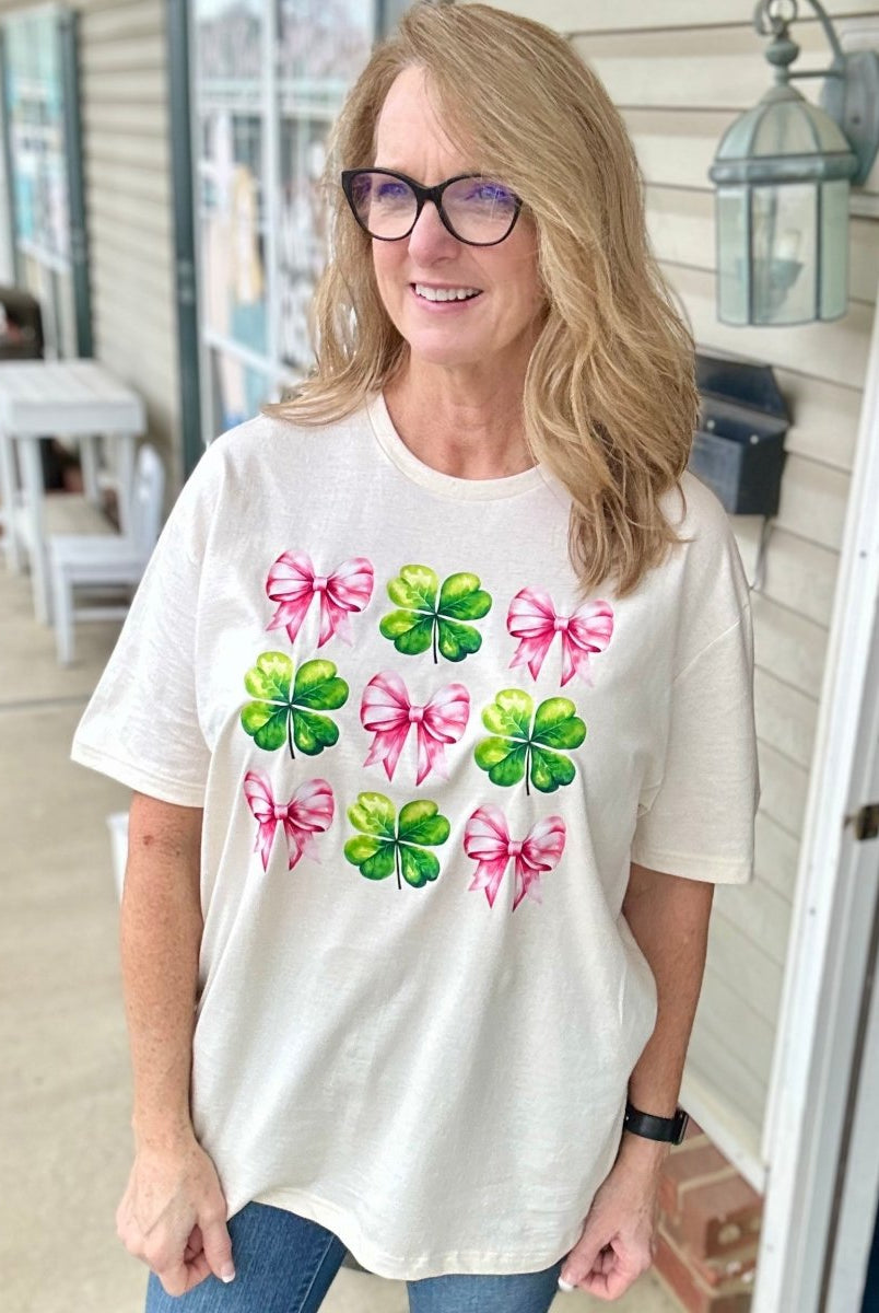Bows and Clovers Graphic Tee - Gildan Soft Style Graphic Tee -Jimberly's Boutique-Olive Branch-Mississippi